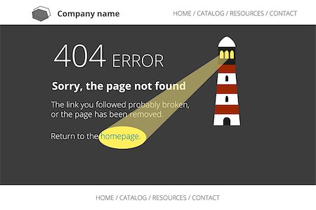 erreur - Page not found Error 404 with lighthouse on dark background. Text outlined. Used free font Open Sans Photographie de stock - Aubaine LD & Abonnement, Code: 400-07678242