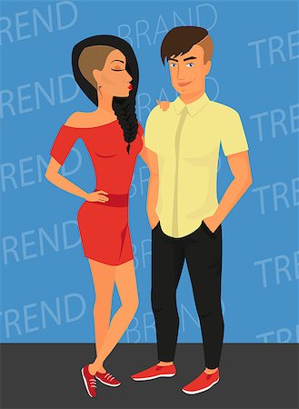 simsearch:400-08415463,k - Hipster guy and his sensual girlfriend wearing stylish haircut.  Contains EPS10 and high-resolution JPEG Stock Photo - Budget Royalty-Free & Subscription, Code: 400-07678265