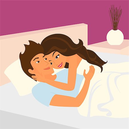 Happy couple relaxing in bed. Contains EPS10 and high-resolution JPEG Stock Photo - Budget Royalty-Free & Subscription, Code: 400-07678320
