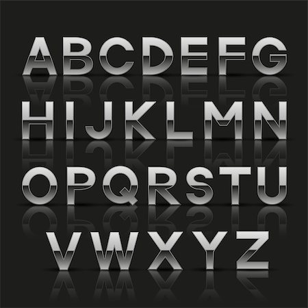 simsearch:400-07675541,k - Decorative silver alphabet. Vector illustration. Stock Photo - Budget Royalty-Free & Subscription, Code: 400-07678373