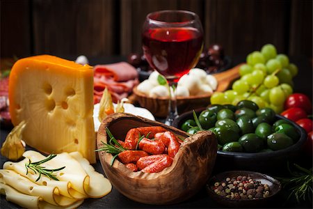 Antipasto and catering platter with different meat and cheese products Stock Photo - Budget Royalty-Free & Subscription, Code: 400-07678623