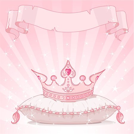 Shiny background with Princess crown on pink pillow Stock Photo - Budget Royalty-Free & Subscription, Code: 400-07678851