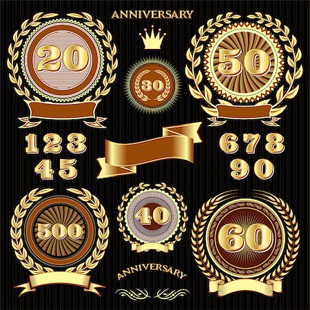 set vector retro signs for the anniversary Stock Photo - Budget Royalty-Free & Subscription, Code: 400-07679220