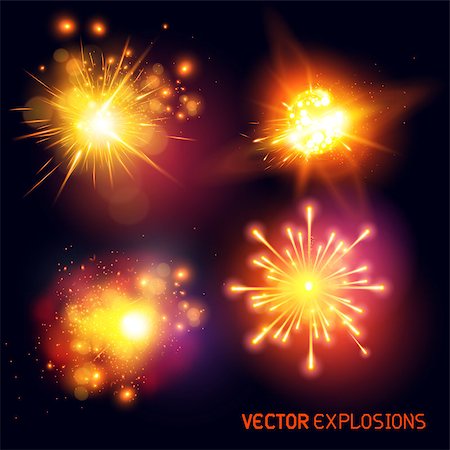 fireworks vector art - Vector Explosions - collection of fireballs and special effect explosions. Vector illustration. Foto de stock - Super Valor sin royalties y Suscripción, Código: 400-07679276
