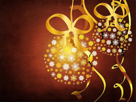 simsearch:400-07679396,k - Illustration of snowflake balls with ribbons grunge backgrund. Foto de stock - Super Valor sin royalties y Suscripción, Código: 400-07679409