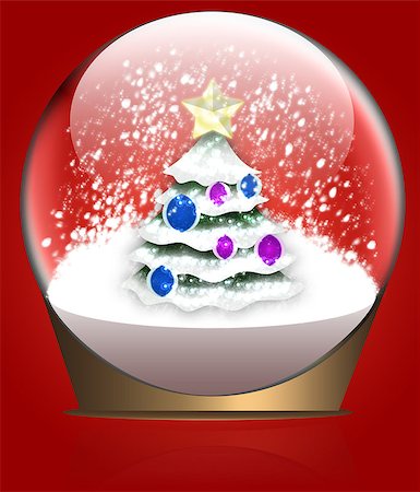 simsearch:400-05674130,k - Illustration of Christmas tree with decoration in Snow Globe Foto de stock - Royalty-Free Super Valor e Assinatura, Número: 400-07679441