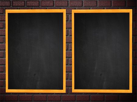 empty classroom wall - Illustration of two blank chalkboards in wooden frame on brick wall. Stock Photo - Budget Royalty-Free & Subscription, Code: 400-07679478