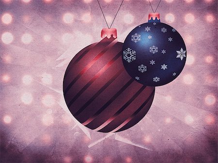 simsearch:400-06766392,k - Grunge illustration of two Christmas balls on textured background. Stock Photo - Budget Royalty-Free & Subscription, Code: 400-07679479