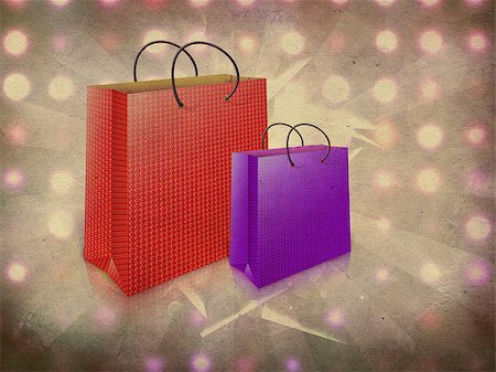 simsearch:400-07679396,k - Grunge illustration of two gift bags on textured background. Foto de stock - Super Valor sin royalties y Suscripción, Código: 400-07679483