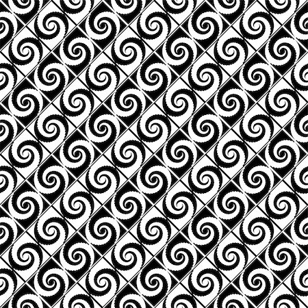 simsearch:400-07631184,k - Design seamless monochrome spiral decorative pattern. Abstract whirl background. Vector art Stockbilder - Microstock & Abonnement, Bildnummer: 400-07679573