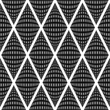 simsearch:400-07990307,k - Design seamless monochrome warped diamond pattern. Abstract convex textured background. Vector art. No gradient Foto de stock - Super Valor sin royalties y Suscripción, Código: 400-07679606