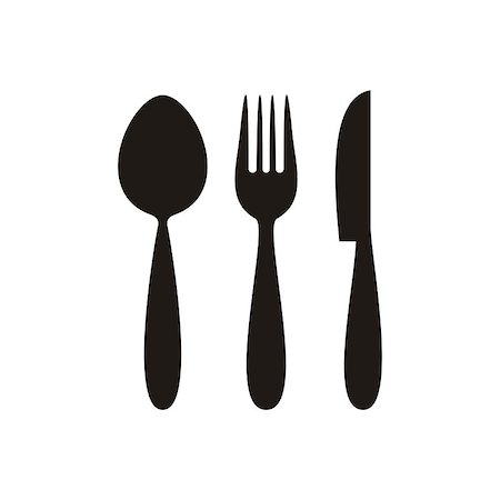 fork and spoon frame - Black vector restaurant menu icon with cutlery isolated Stock Photo - Budget Royalty-Free & Subscription, Code: 400-07679612