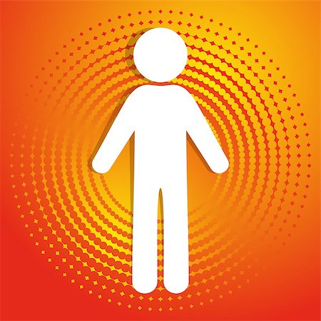 simsearch:400-05131090,k - White vector man icon on orange halftone background Stock Photo - Budget Royalty-Free & Subscription, Code: 400-07679624