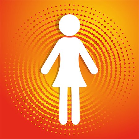 simsearch:400-05131090,k - White vector woman icon on orange halftone background Stock Photo - Budget Royalty-Free & Subscription, Code: 400-07679625