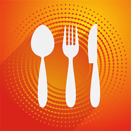 fork and spoon frame - Restaurant menu icon with cutlery orange halftone design Stock Photo - Budget Royalty-Free & Subscription, Code: 400-07679620
