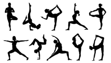 exercise icon - yoga silhouettes on the white background Foto de stock - Super Valor sin royalties y Suscripción, Código: 400-07679633