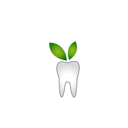 Tooth with green leaves Stock Photo - Budget Royalty-Free & Subscription, Code: 400-07670045