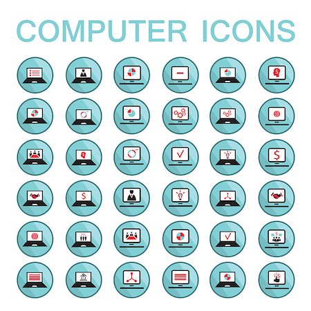 people circle network - Set of 36 web icons for computer and laptop technology electronics business theme Vector illustration Stock Photo - Budget Royalty-Free & Subscription, Code: 400-07670088