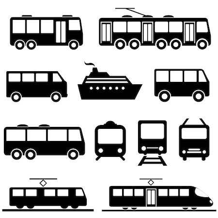 Bus, ship, train public transportation icon set Stock Photo - Budget Royalty-Free & Subscription, Code: 400-07670096