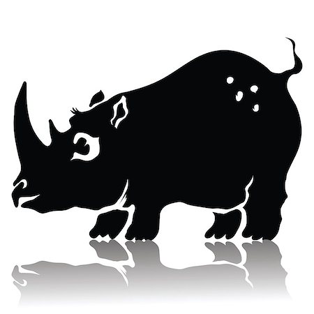 simsearch:400-04455503,k - illustration with silhouette of rhinoceros on a white background  for your design Stock Photo - Budget Royalty-Free & Subscription, Code: 400-07670184