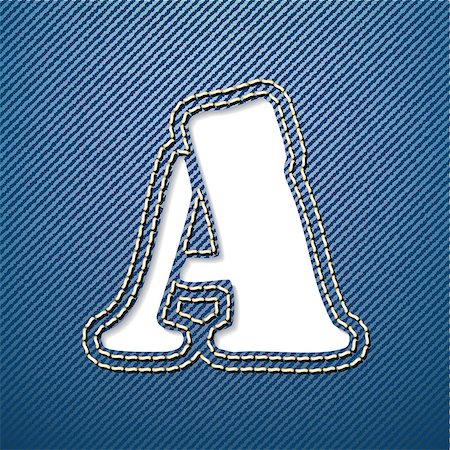 simsearch:400-08919868,k - Denim jeans letter A - vector illustration Foto de stock - Royalty-Free Super Valor e Assinatura, Número: 400-07670321