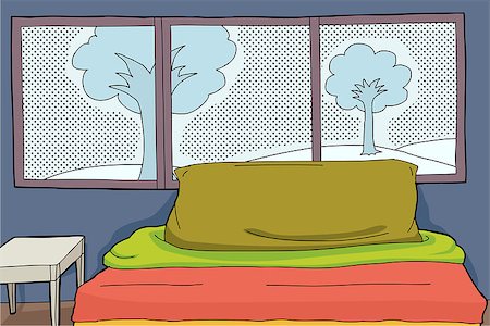 simsearch:400-07322323,k - Cartoon bedroom background with trees in window Stock Photo - Budget Royalty-Free & Subscription, Code: 400-07670378