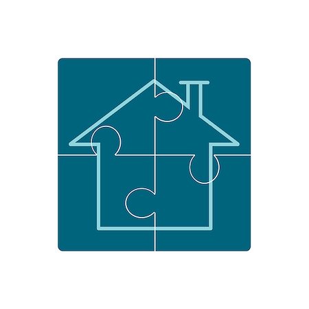 Home Icon on Blue Puzzle. Vector illustration. Stock Photo - Budget Royalty-Free & Subscription, Code: 400-07670586