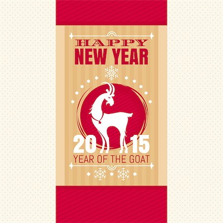 New year greeting card with goat vector illustration Stock Photo - Budget Royalty-Free & Subscription, Code: 400-07670589