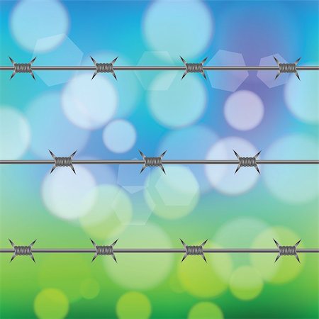 simsearch:400-05300192,k - colorful illustration with barbed wire fence on a blue sky background  for your design Stock Photo - Budget Royalty-Free & Subscription, Code: 400-07670599