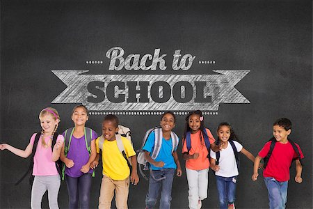 dark people running - Elementary pupils running against black wall with back to school message Stock Photo - Budget Royalty-Free & Subscription, Code: 400-07684018
