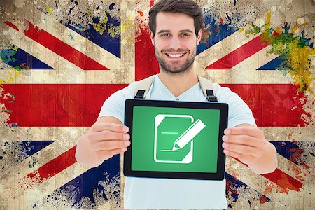 simsearch:400-07683875,k - Student showing tablet against grunge union jack flag Foto de stock - Super Valor sin royalties y Suscripción, Código: 400-07684041