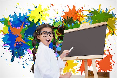 simsearch:400-06876781,k - Cute pupil with chalkboard against white background with paint splashes Foto de stock - Royalty-Free Super Valor e Assinatura, Número: 400-07684087