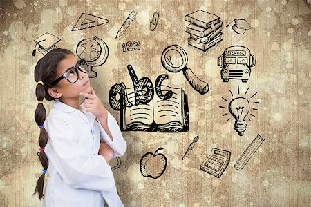 simsearch:400-07684098,k - Cute pupil dressed up as scientist  against paint splattered paper Stock Photo - Budget Royalty-Free & Subscription, Code: 400-07684107