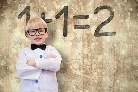 simsearch:400-07684082,k - Cute pupil dressed up as teacher against paint splattered paper Stock Photo - Budget Royalty-Free & Subscription, Code: 400-07684110