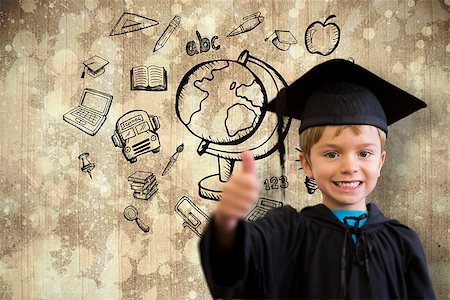 simsearch:400-07684098,k - Cute pupil in graduation robe against paint splattered paper Stock Photo - Budget Royalty-Free & Subscription, Code: 400-07684112