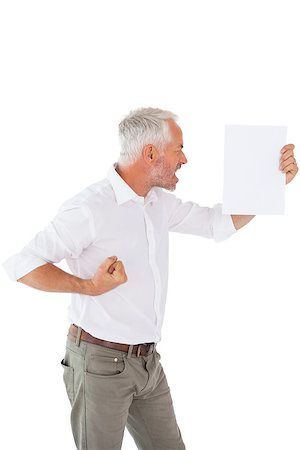 Angry man shouting at piece of paper on white background Stock Photo - Budget Royalty-Free & Subscription, Code: 400-07685918