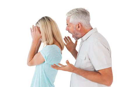simsearch:400-07726420,k - Angry man shouting at his wife on white background Fotografie stock - Microstock e Abbonamento, Codice: 400-07685934