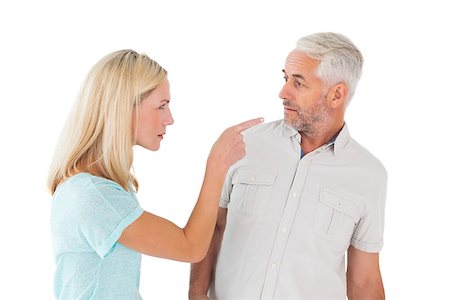 simsearch:400-07726420,k - Unhappy couple having an argument on white background Fotografie stock - Microstock e Abbonamento, Codice: 400-07685931