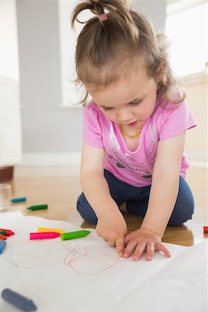 simsearch:6109-07601494,k - Little girl drawing in the living room at home Stock Photo - Budget Royalty-Free & Subscription, Code: 400-07687114