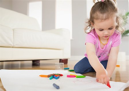 simsearch:6109-07601494,k - Little girl drawing in the living room at home Stock Photo - Budget Royalty-Free & Subscription, Code: 400-07687112