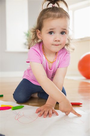 simsearch:6109-07601494,k - Little girl drawing in the living room at home Stock Photo - Budget Royalty-Free & Subscription, Code: 400-07687113