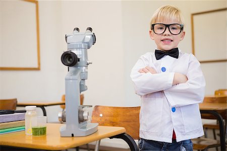 simsearch:400-07684082,k - Cute pupil dressed up as scientist in classroom at the elementary school Stock Photo - Budget Royalty-Free & Subscription, Code: 400-07688940