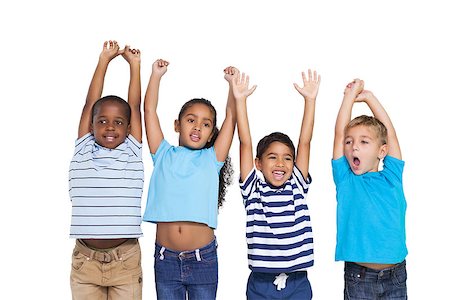 simsearch:400-06747489,k - Cute children cheering at camera on white background Stock Photo - Budget Royalty-Free & Subscription, Code: 400-07689203