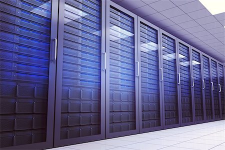 server illustration - Digitally generated server room with many towers Stock Photo - Budget Royalty-Free & Subscription, Code: 400-07689457