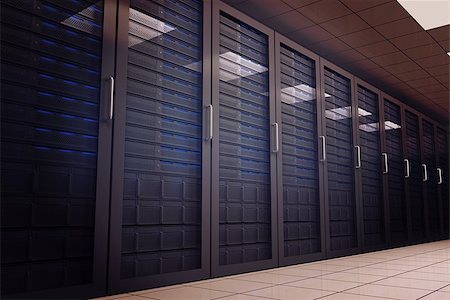 server illustration - Digitally generated server room with many towers Stock Photo - Budget Royalty-Free & Subscription, Code: 400-07689458