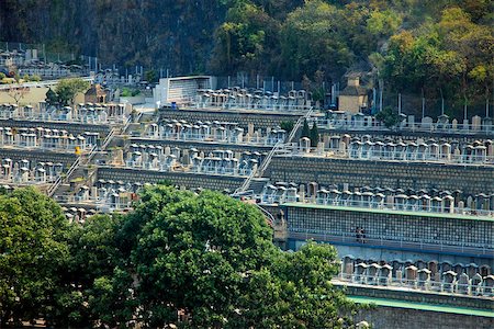 Mountain view on big city cemetery in Hong Kong Stock Photo - Budget Royalty-Free & Subscription, Code: 400-07680029