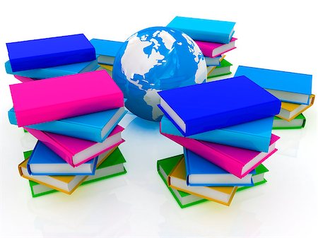simsearch:400-04633938,k - Colorful books and earth on a white background Stock Photo - Budget Royalty-Free & Subscription, Code: 400-07680422