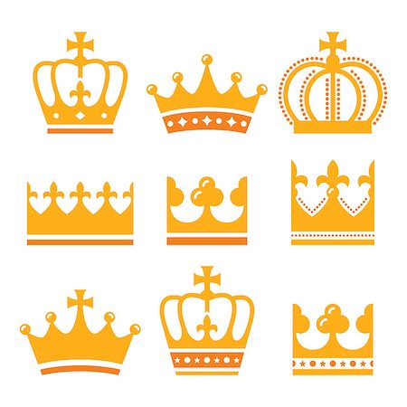 royal family - King, Queen crown vector icons set isolated on white Stock Photo - Budget Royalty-Free & Subscription, Code: 400-07680503