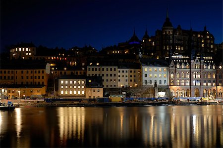 stockholm night cityscape - Evening panorama of the Old Town in Stockholm. Stock Photo - Budget Royalty-Free & Subscription, Code: 400-07680852