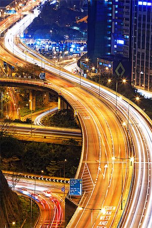 simsearch:400-07715860,k - hong kong modern city High speed traffic and blurred light trails Foto de stock - Super Valor sin royalties y Suscripción, Código: 400-07681275